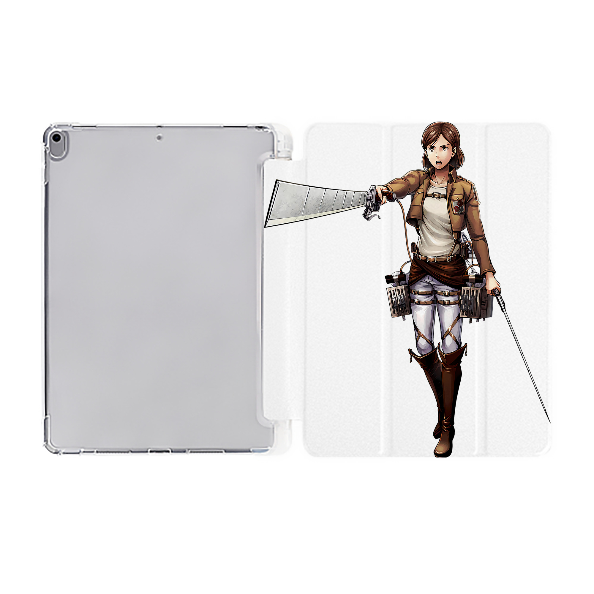 （画像用） 進撃の巨人 Attack on Titan IPad ケース ペン収納付き 三つ折りスタンド PUレザー×シリコン 対応機種9.5/10.5/10.9インチ